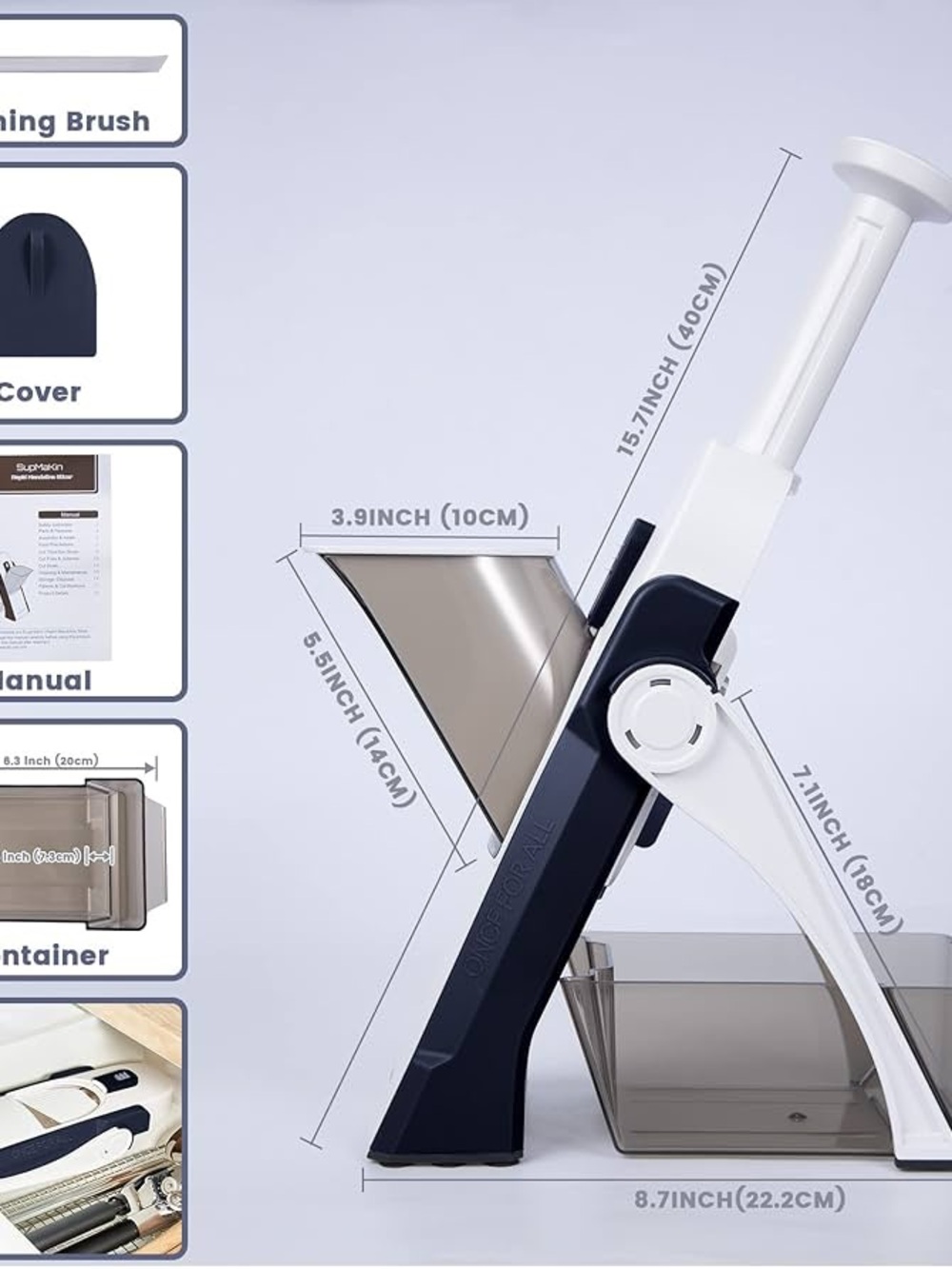 White & Navy Multifunction Vegetable Slicer - Picture 3 of 6